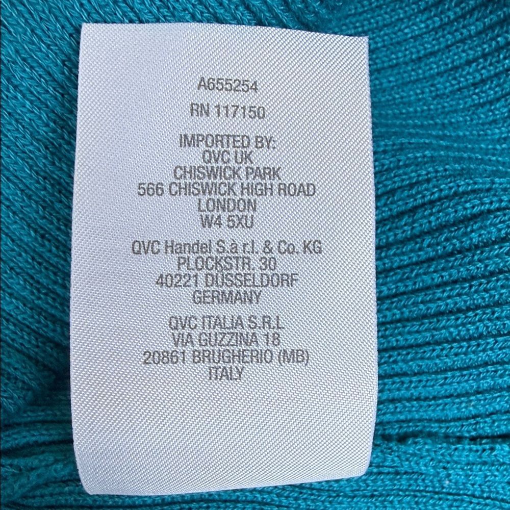 Belle by Kim Gravel Teal Sweater with Pink and Orange Accents, NWOT - Medium - Picture 8 of 10